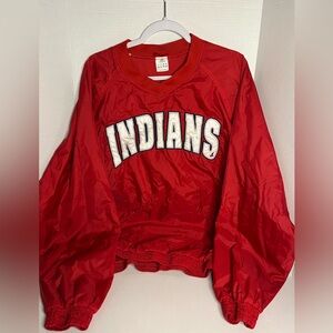 Vintage Genuine Merch Mens Cleveland Indians Pullover Windbreaker Jacket Red XL